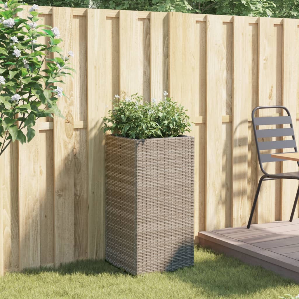 Garden Planter Grey 40x40x80 cm Poly Rattan