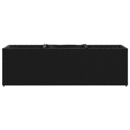 Garden Planter with 3 Pots Black 105x30x32 cm Poly Rattan