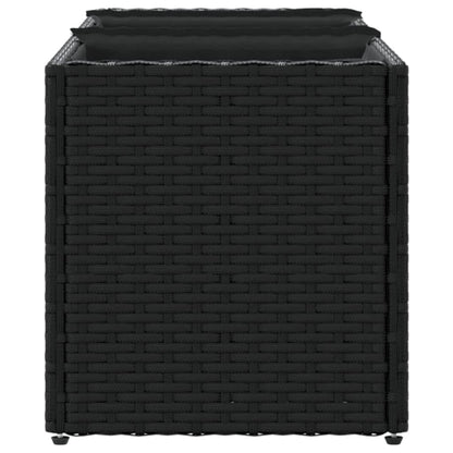 Garden Planter with 3 Pots Black 105x30x32 cm Poly Rattan