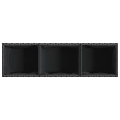 Garden Planter with 3 Pots Black 105x30x32 cm Poly Rattan
