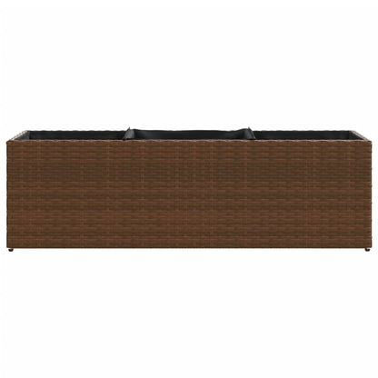 Garden Planter with 3 Pots Brown 105x30x32 cm Poly Rattan