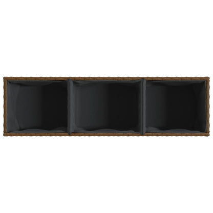 Garden Planter with 3 Pots Brown 105x30x32 cm Poly Rattan