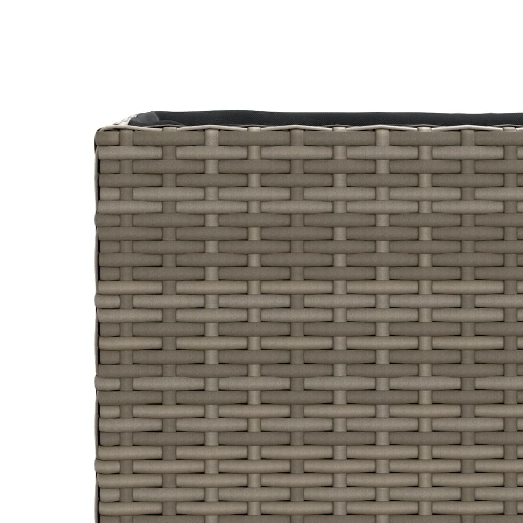 Garden Planter with 3 Pots Grey 105x30x32 cm Poly Rattan