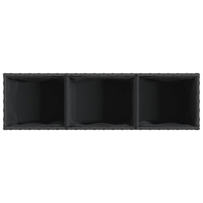Garden Planter with Wheels and 3 Pots Black 107x32x38 cm Poly Rattan