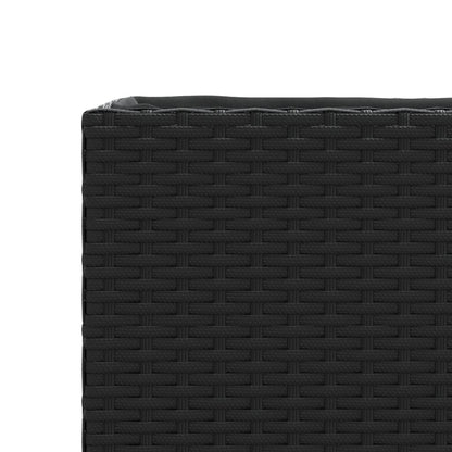 Garden Planter with Wheels and 3 Pots Black 107x32x38 cm Poly Rattan