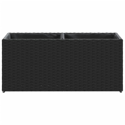 Garden Planter with 2 Pots Black 72x30x32 cm Poly Rattan