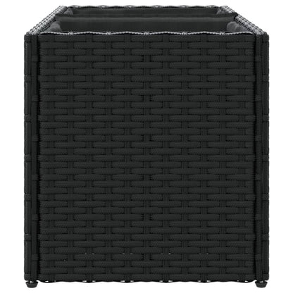 Garden Planter with 2 Pots Black 72x30x32 cm Poly Rattan