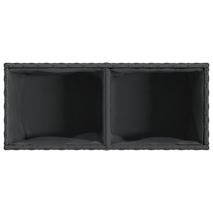 Garden Planter with 2 Pots Black 72x30x32 cm Poly Rattan