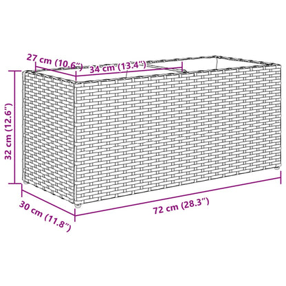 Garden Planter with 2 Pots Black 72x30x32 cm Poly Rattan