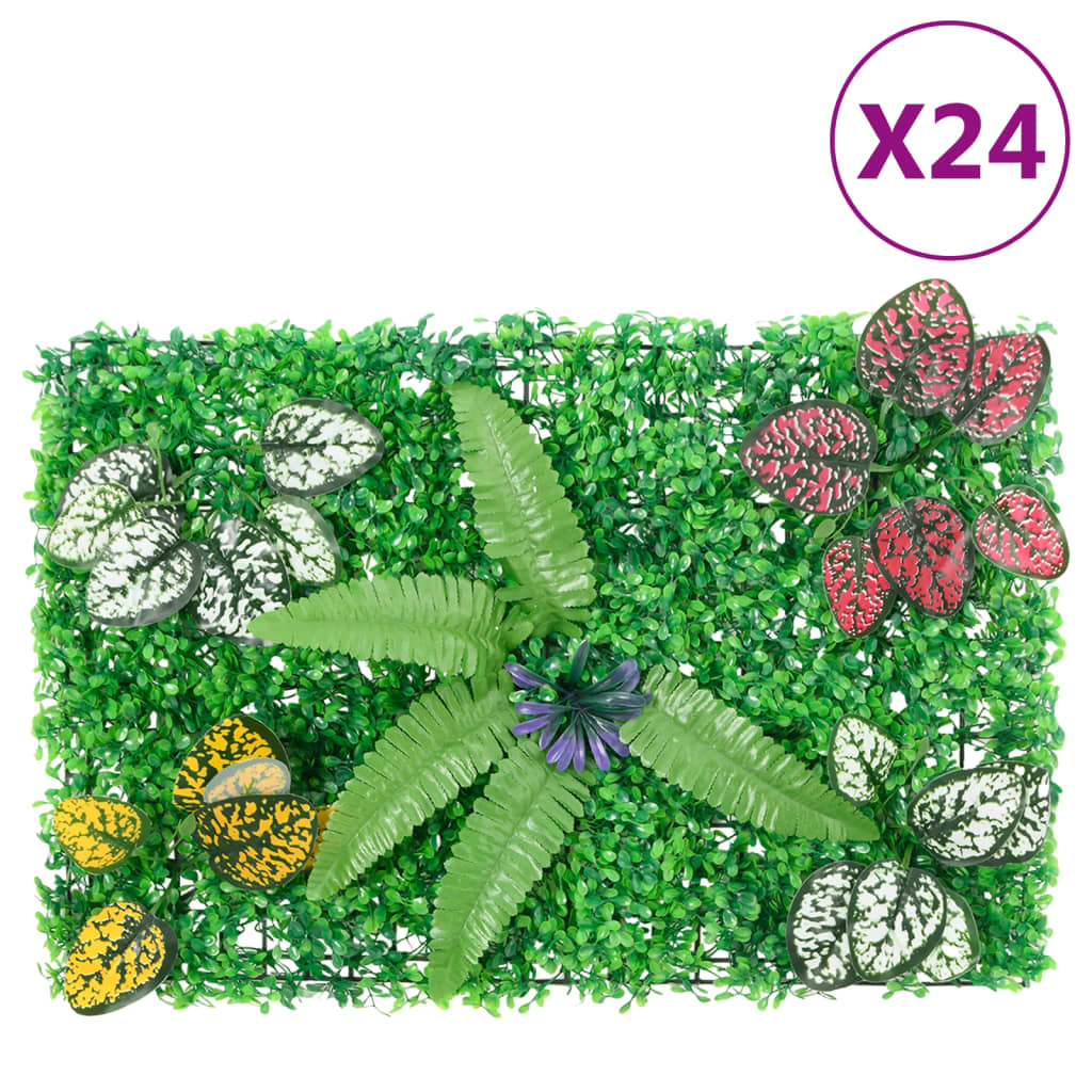 Artificial Plant Fence 24 pcs Green 40x60 cm