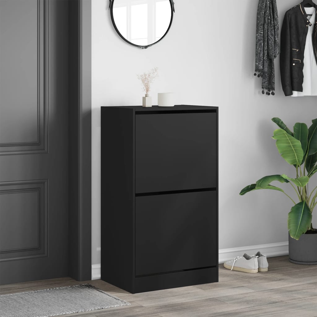Shoe Cabinet | Black | Engineered wood | 60x42x108 cm | Shoe Cabinet