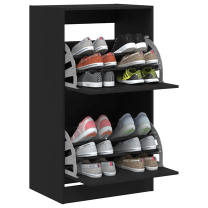 Shoe Cabinet | Black | Engineered wood | 60x42x108 cm | Shoe Cabinet