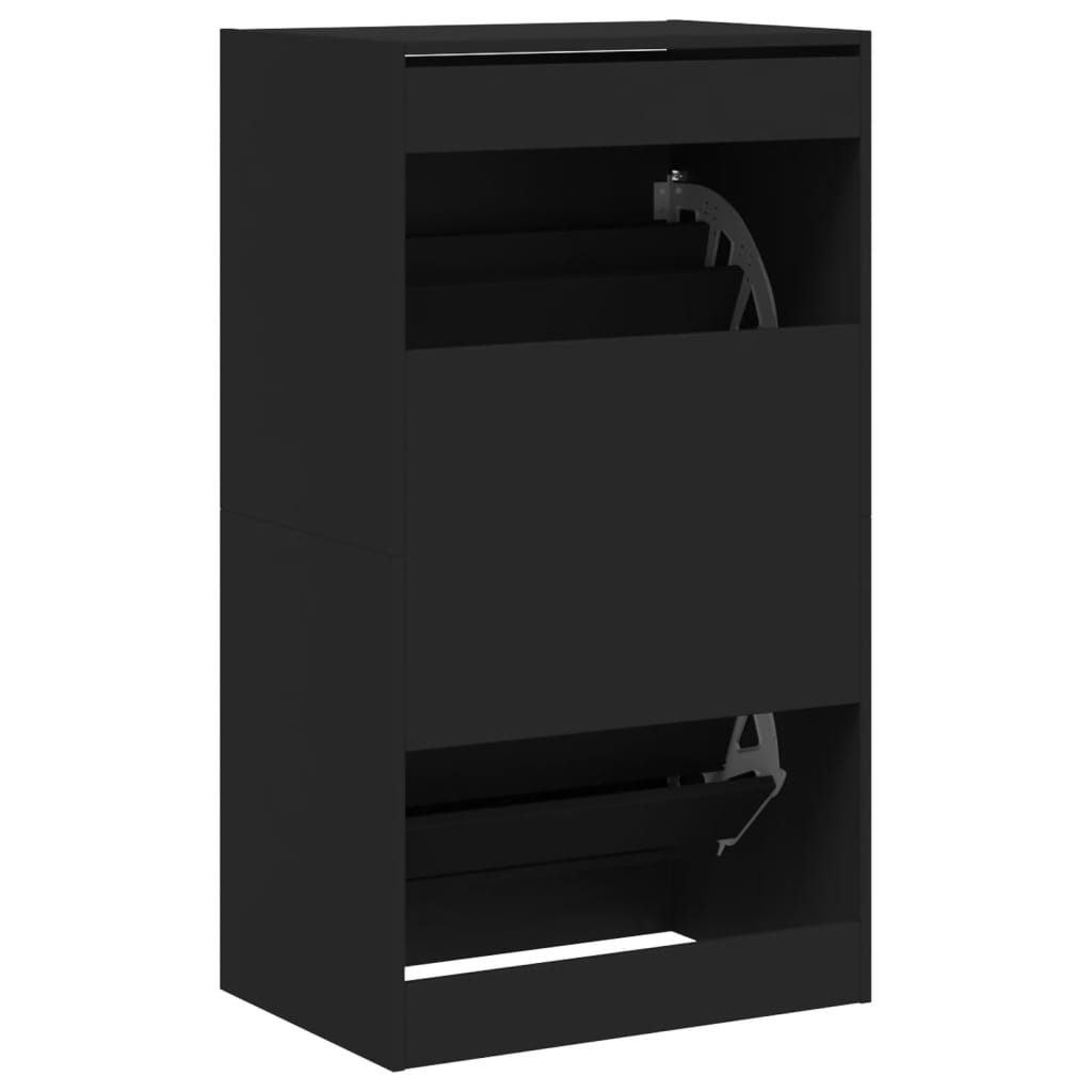 Shoe Cabinet | Black | Engineered wood | 60x42x108 cm | Shoe Cabinet