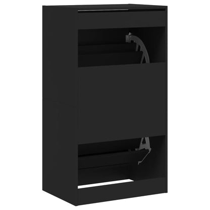 Shoe Cabinet | Black | Engineered wood | 60x42x108 cm | Shoe Cabinet
