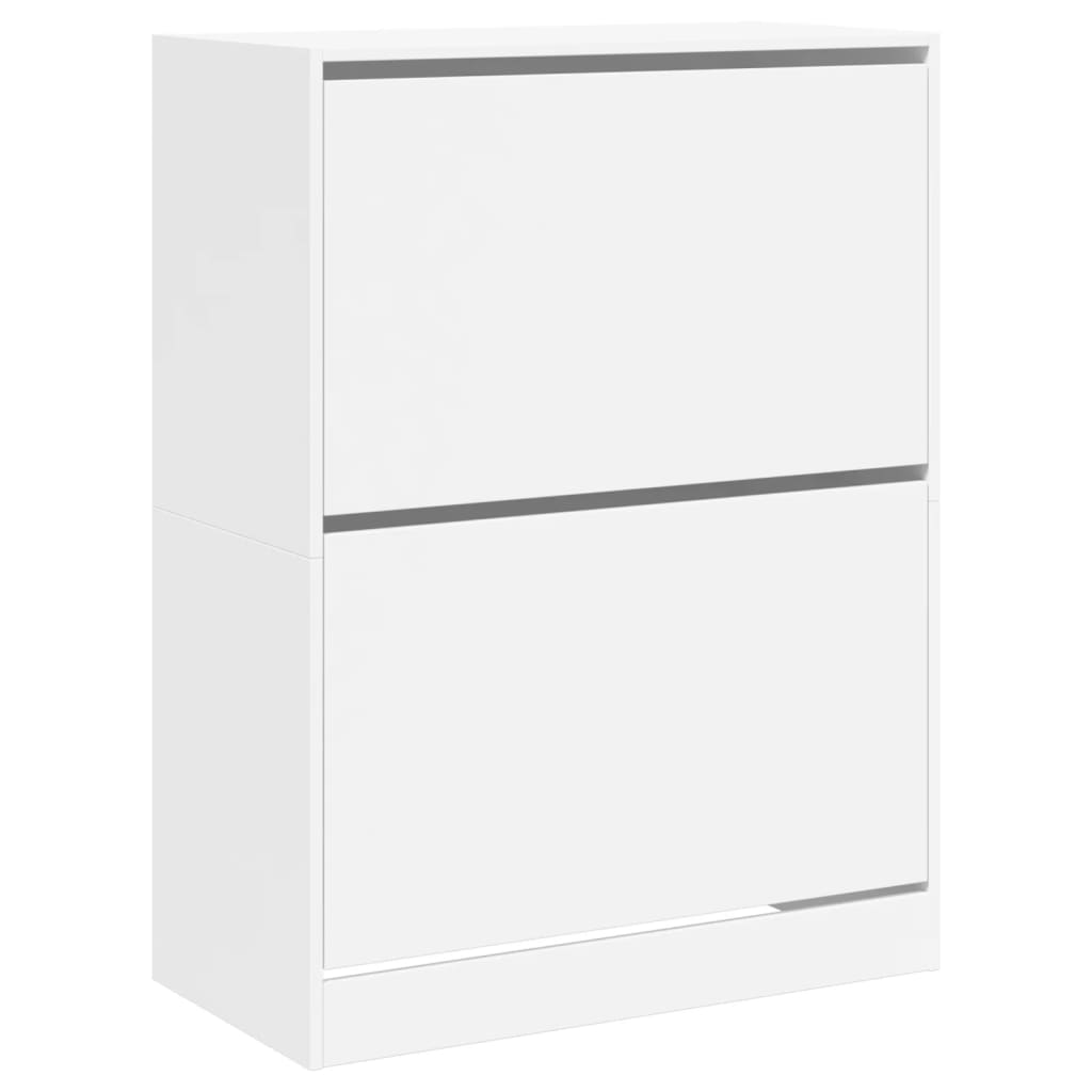 Shoe Cabinet with 2 Flip-Drawers White 80x42x108 cm