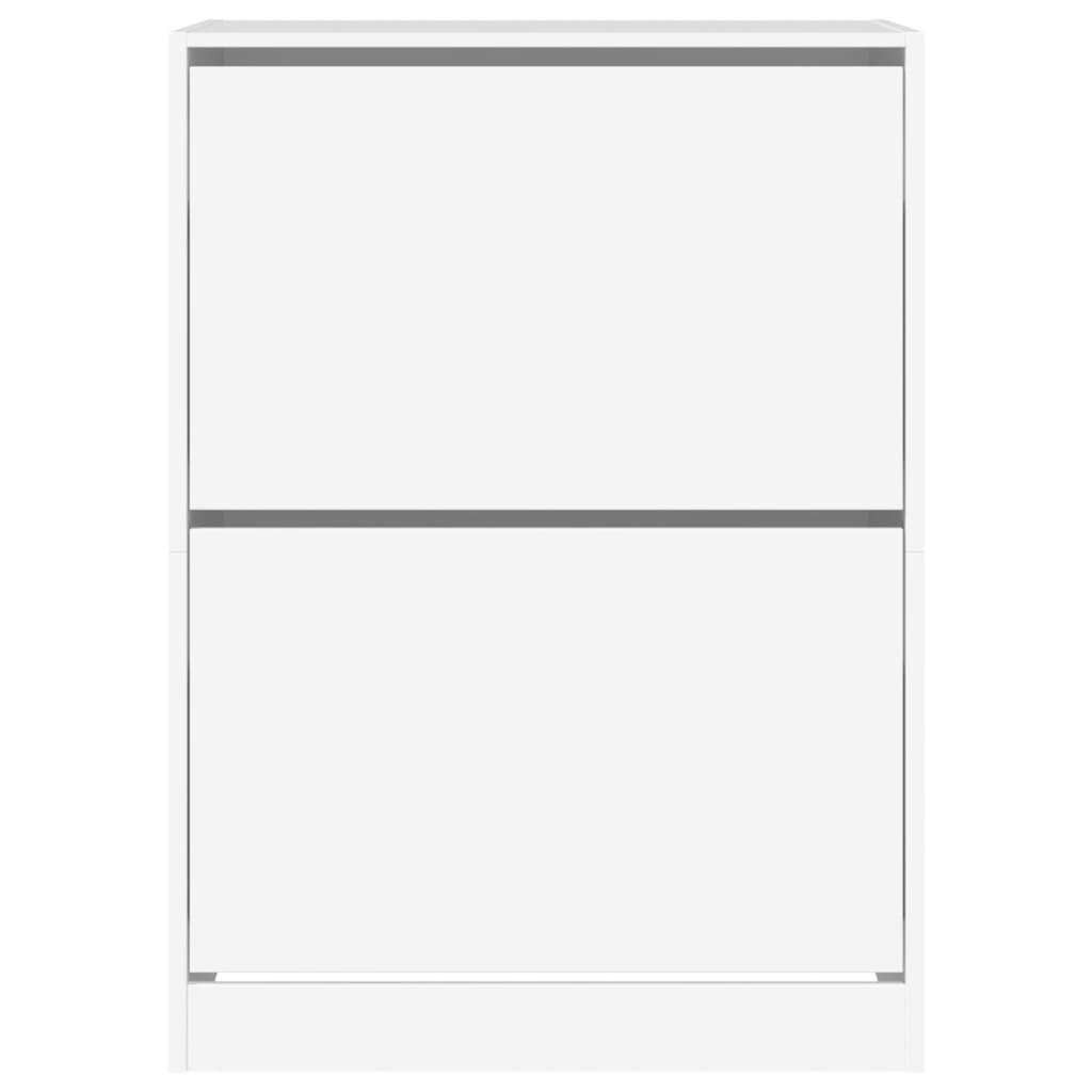 Shoe Cabinet with 2 Flip-Drawers White 80x42x108 cm
