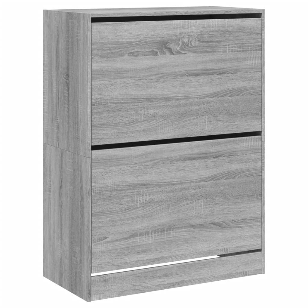 Shoe Cabinet with 2 Flip-Drawers Grey Sonoma 80x42x108 cm