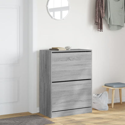 Shoe Cabinet with 2 Flip-Drawers Grey Sonoma 80x42x108 cm