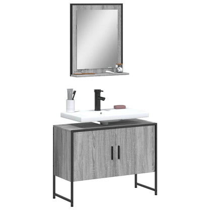 2 Piece Bathroom Cabinet Set Grey Sonoma Engineered Wood