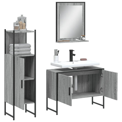 3 Piece Bathroom Cabinet Set Grey Sonoma Engineered Wood
