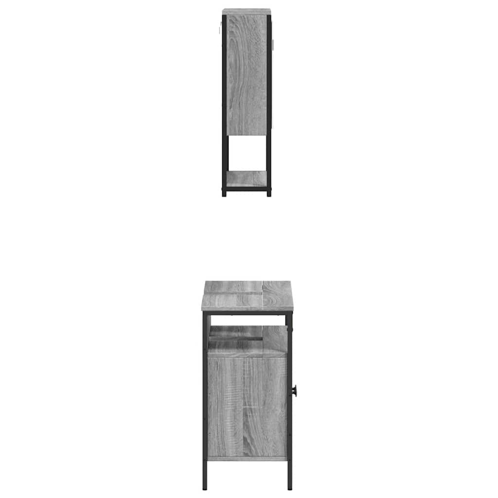 2 Piece Bathroom Furniture Set Grey Sonoma Engineered Wood