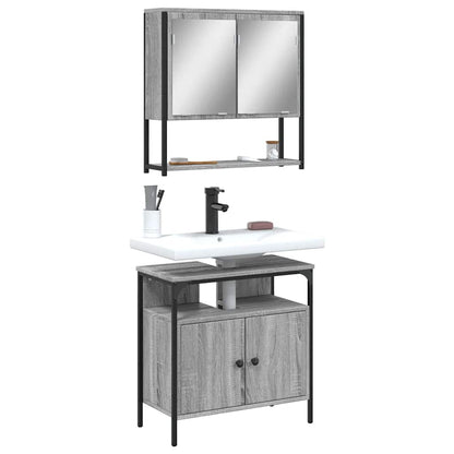 2 Piece Bathroom Furniture Set Grey Sonoma Engineered Wood