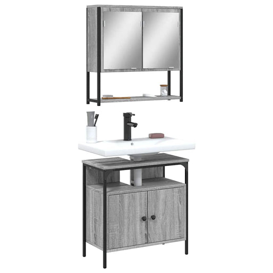 2 Piece Bathroom Furniture Set Grey Sonoma Engineered Wood