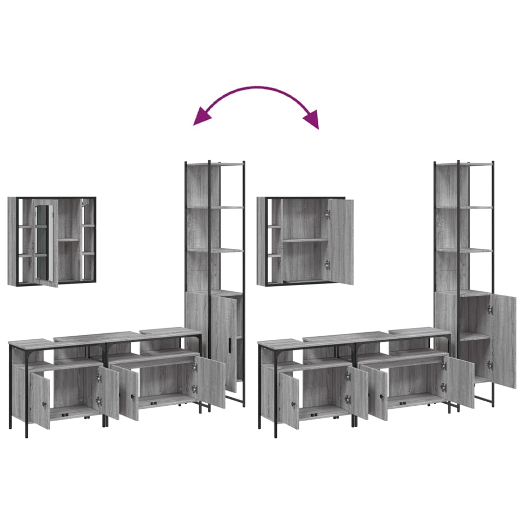 4 Piece Bathroom Cabinet Set Grey Sonoma Engineered Wood