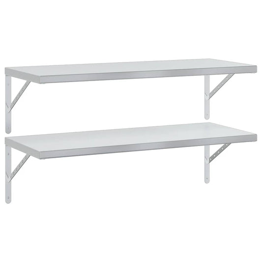 Wall Shelves 2 pcs 100x40 cm Silver Stainless Steel