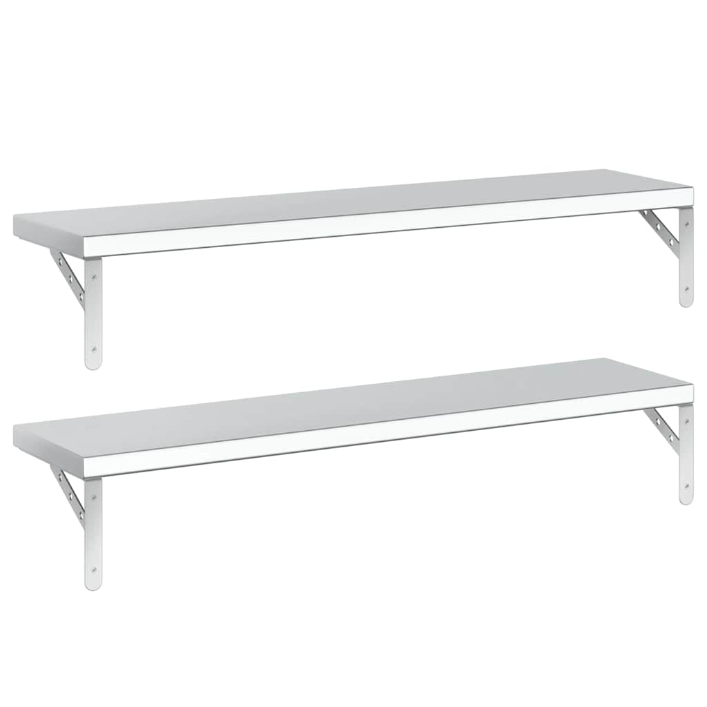 Wall Shelves 2 pcs 100x23.5 cm Silver Stainless Steel