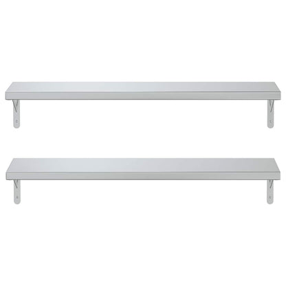 Wall Shelves 2 pcs 100x23.5 cm Silver Stainless Steel