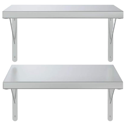 Wall Shelves 2 pcs 50x40 cm Silver Stainless Steel
