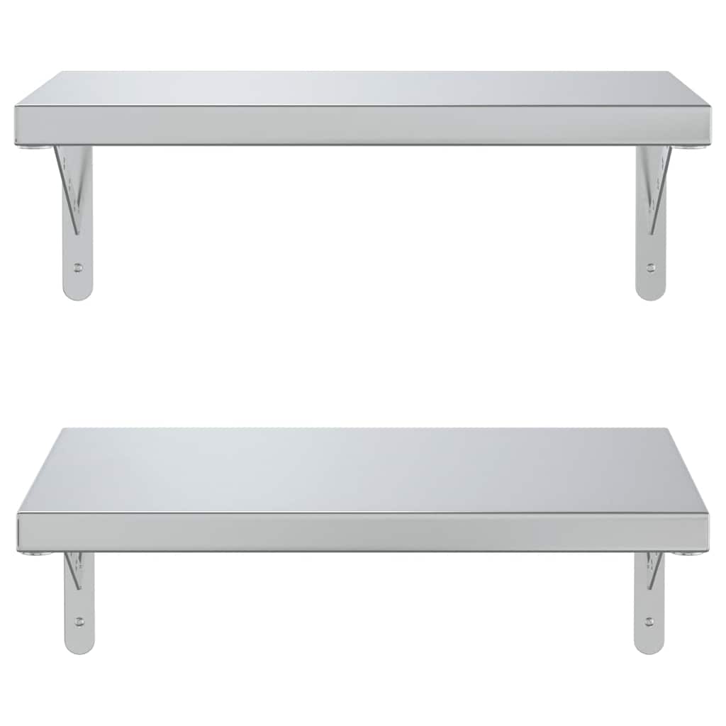 Wall Shelves 2 pcs 50x30 cm Silver Stainless Steel