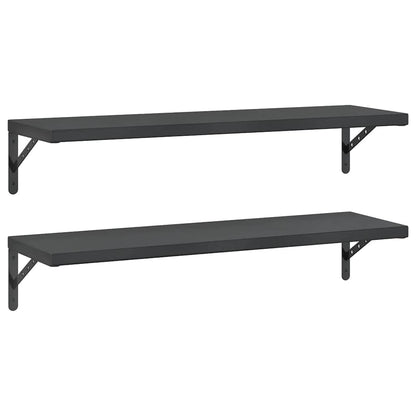 Wall Shelves 2 pcs 100x30 cm Black Stainless Steel