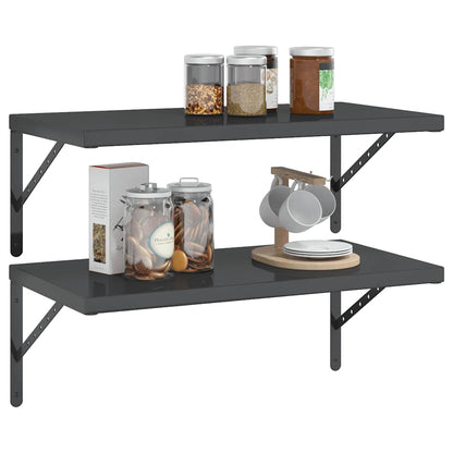 Wall Shelves 2 pcs 75x40 cm Black Stainless Steel