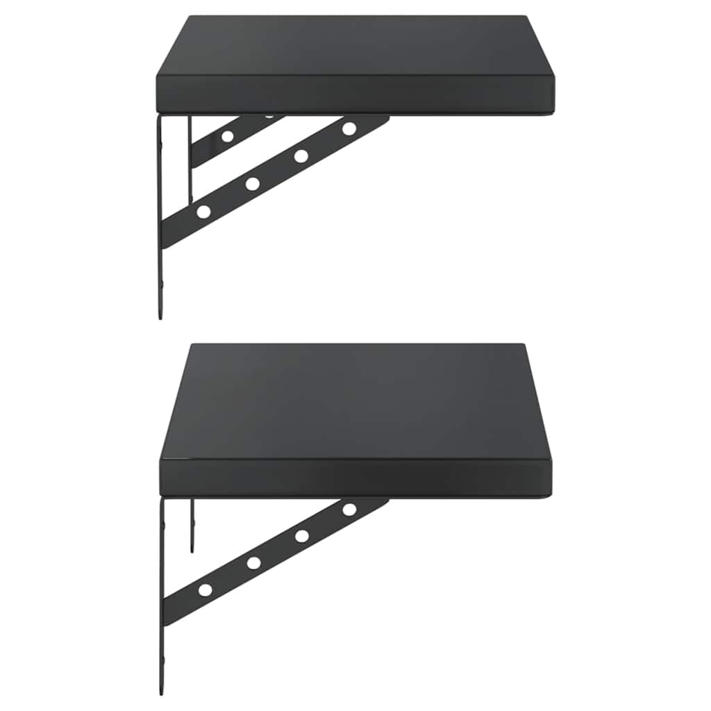 Wall Shelves 2 pcs 50x30 cm Black Stainless Steel