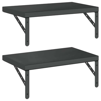 Wall Shelves 2 pcs 50x30 cm Black Stainless Steel