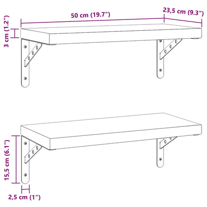 Wall Shelves 2 pcs 50x23.5 cm Black Stainless Steel