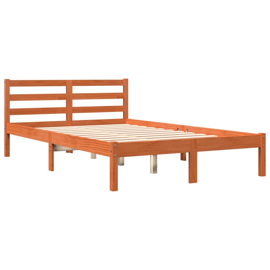 Bed Frame without Mattress Wax Brown 150x200 cm King Size Solid Wood Pine