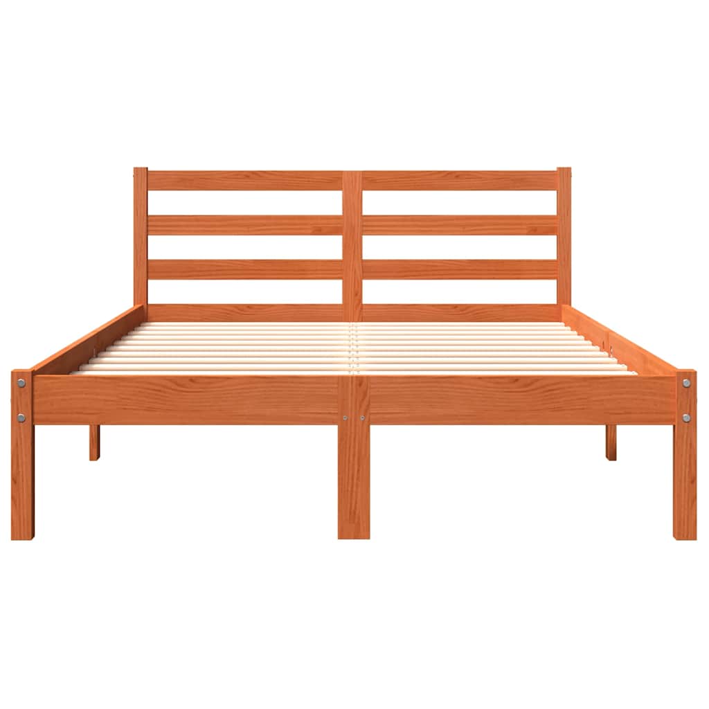 Bed Frame without Mattress Wax Brown 150x200 cm Solid Wood Pine