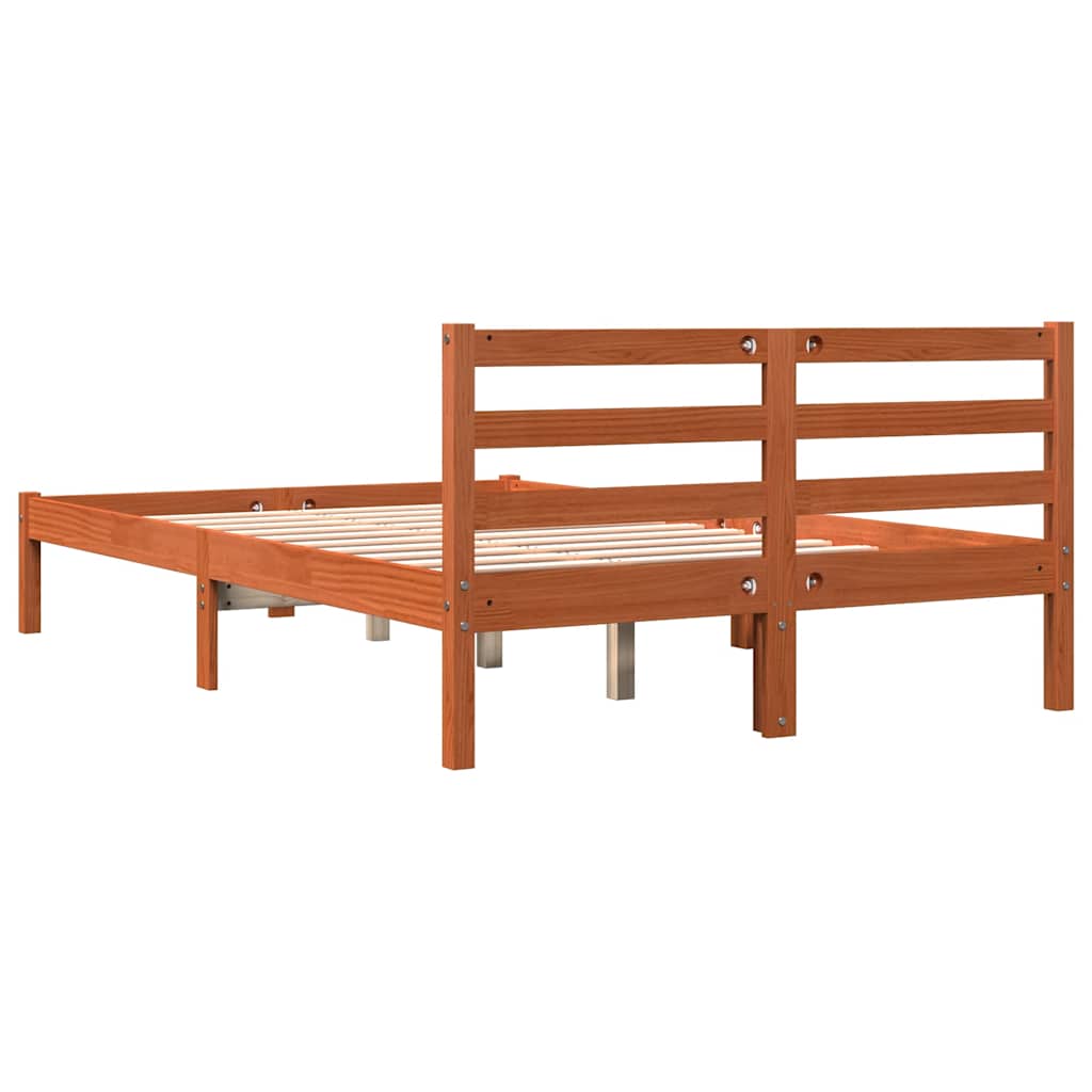 Bed Frame without Mattress Wax Brown 150x200 cm Solid Wood Pine