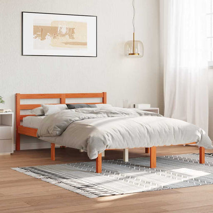 Bed Frame without Mattress Wax Brown 150x200 cm Solid Wood Pine