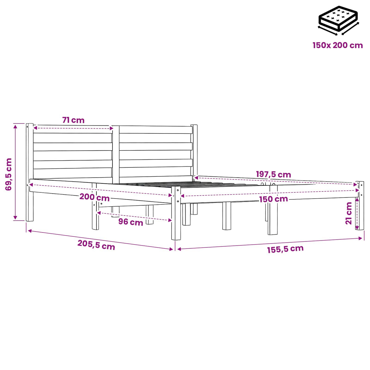 Bed Frame without Mattress Wax Brown 150x200 cm Solid Wood Pine