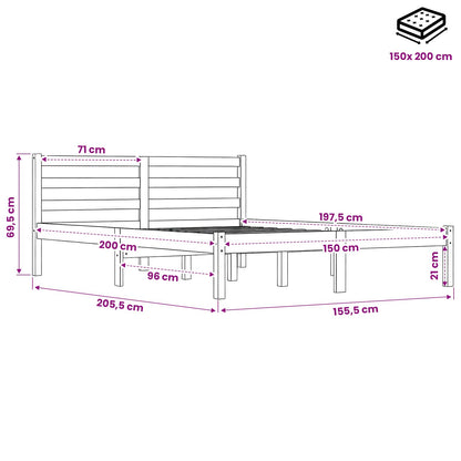 Bed Frame without Mattress Wax Brown 150x200 cm Solid Wood Pine