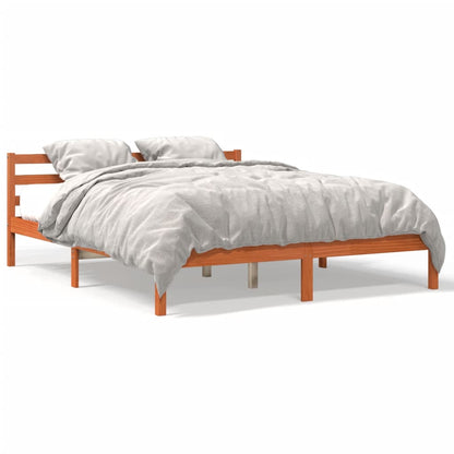 Bed Frame | Wax Brown | Solid Pine Wood, Plywood | Double | Modern