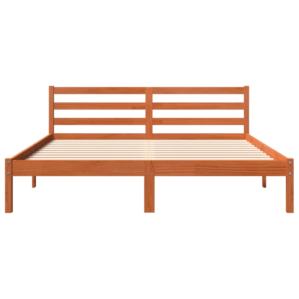 Bed Frame | Wax Brown | Solid Pine Wood, Plywood | Double | Modern