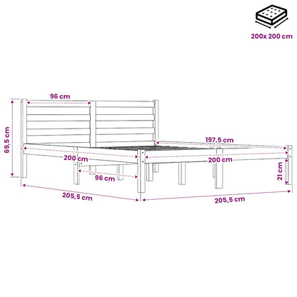 Bed Frame without Mattress Wax Brown 200x200 cm Solid Wood Pine