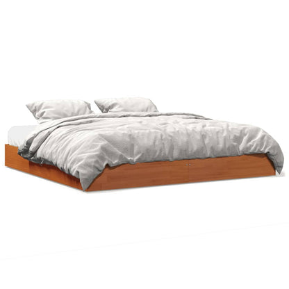 Bed Frame without Mattress Wax Brown 200x200 cm Solid Wood Pine