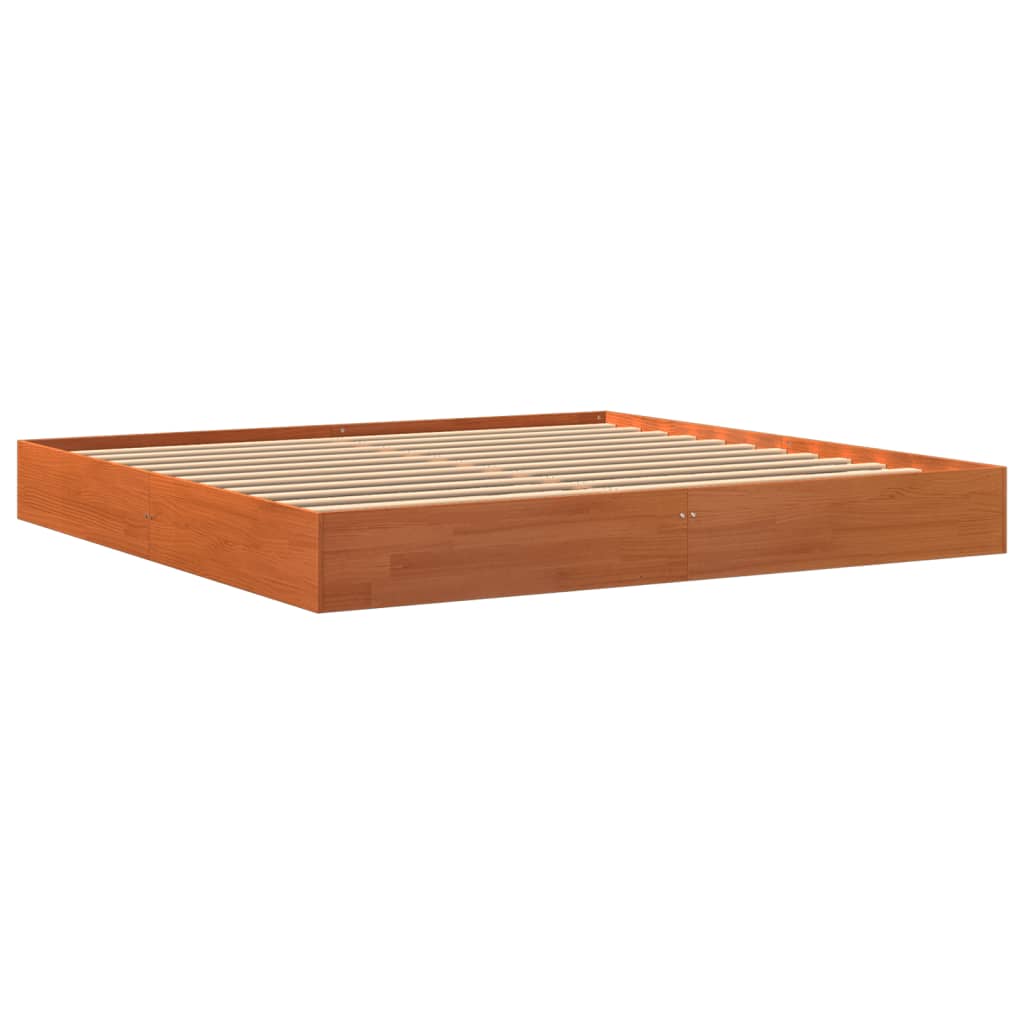 Bed Frame without Mattress Wax Brown 200x200 cm Solid Wood Pine