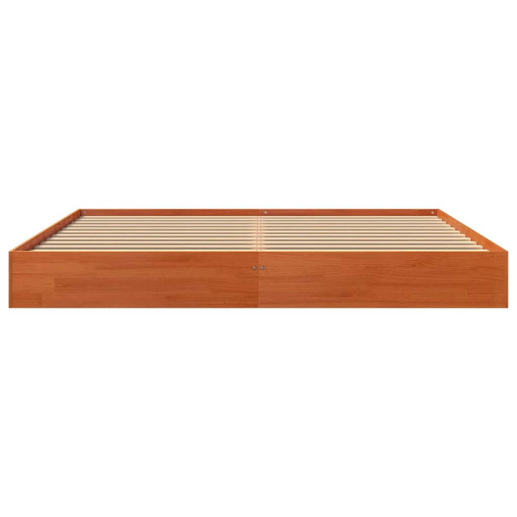Bed Frame without Mattress Wax Brown 200x200 cm Solid Wood Pine